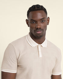 Anders - Textured Jacquard Polo Shirt With Contrast Rib