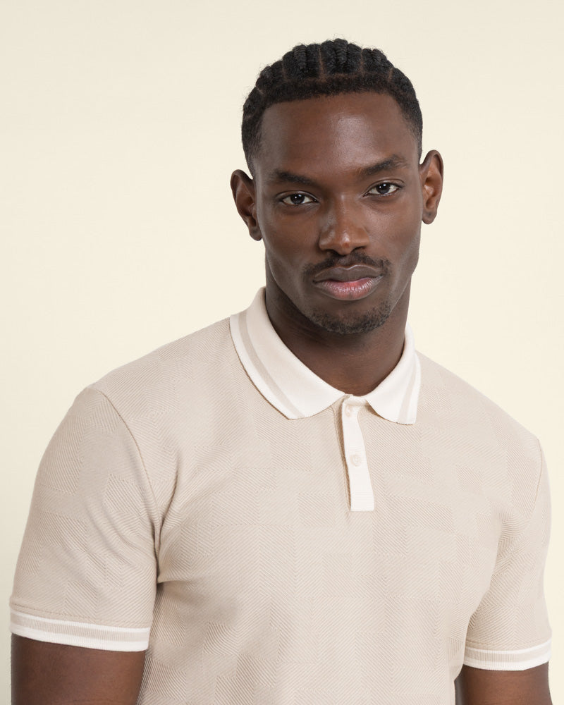 Anders - Textured Jacquard Polo Shirt With Contrast Rib