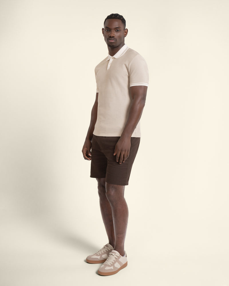 Anders - Textured Jacquard Polo Shirt With Contrast Rib