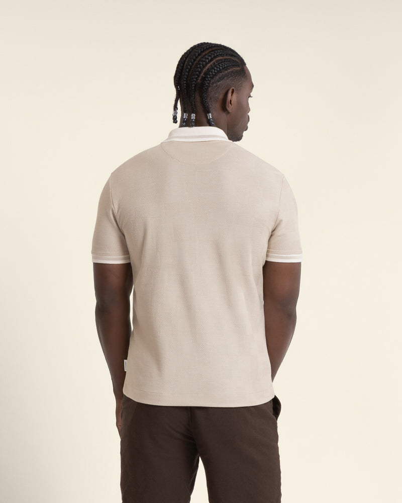 Anders - Textured Jacquard Polo Shirt With Contrast Rib