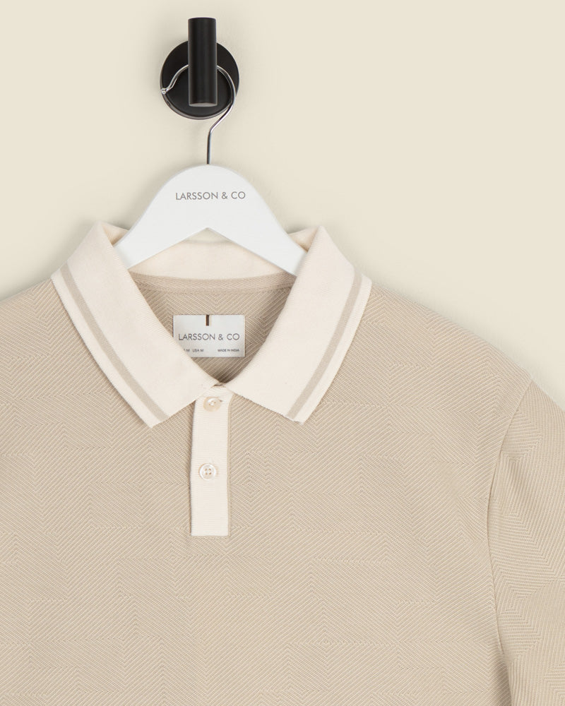 Anders - Textured Jacquard Polo Shirt With Contrast Rib