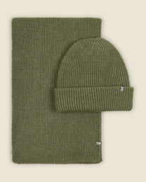 Larsson &amp; Co Men’s Oulu Sage Mixed Yarn Scarf &amp; Beanie Set