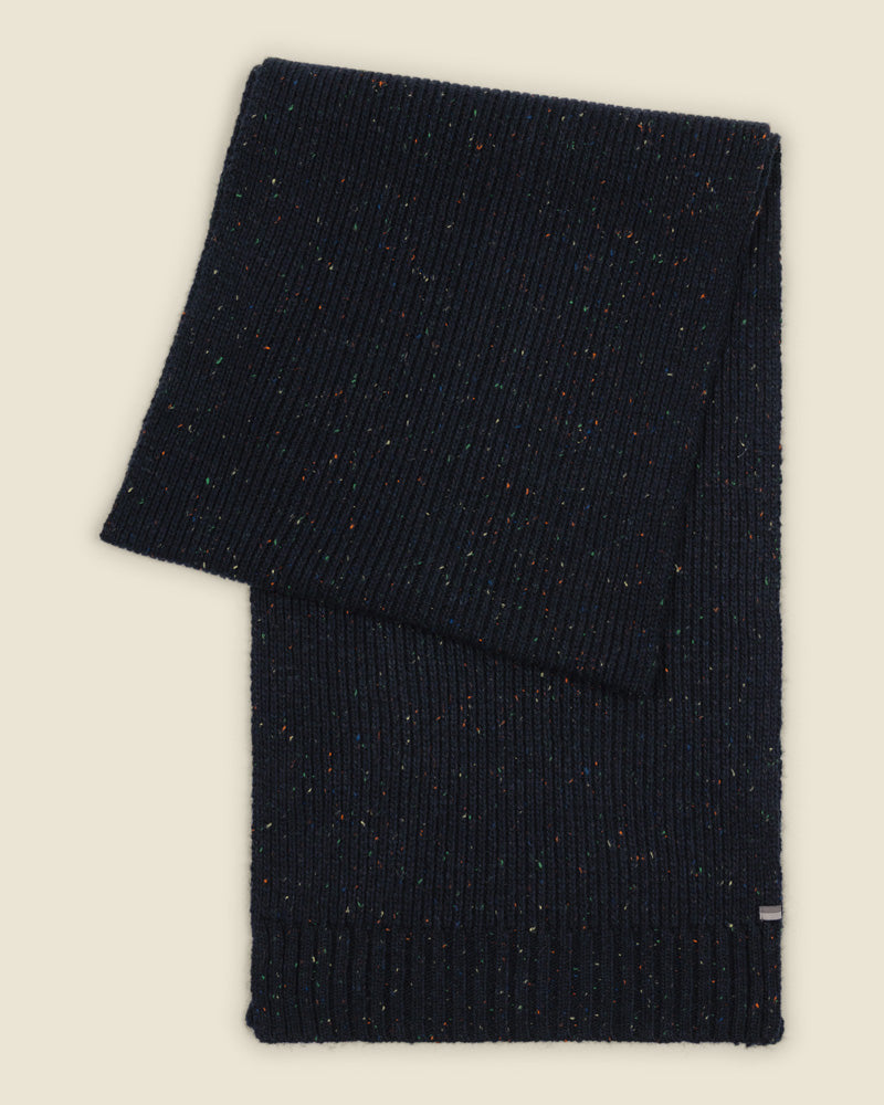 Larsson &amp; Co Men’s Pemar Navy Nep Wool Blend Boxed Scarf