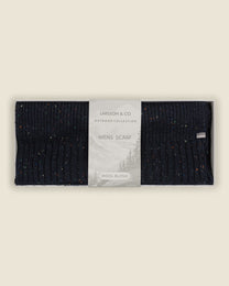 Larsson &amp; Co Men’s Pemar Navy Nep Wool Blend Boxed Scarf