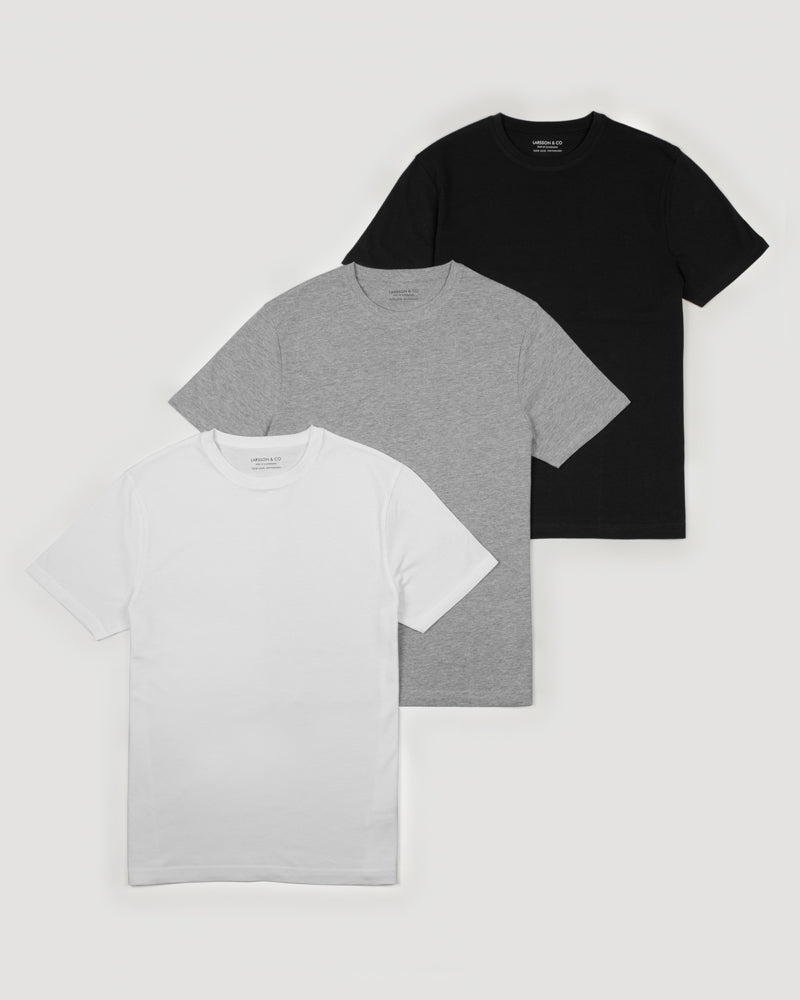 Black, Grey &amp; White 3 Pack Short Sleeve T-Shirts