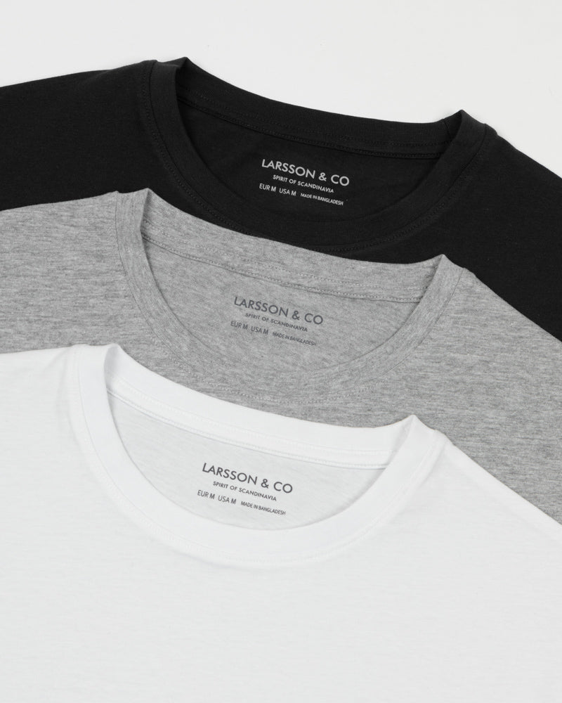 Black, Grey &amp; White 3 Pack Short Sleeve T-Shirts