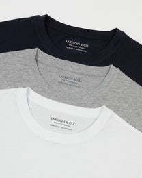 Navy, Grey &amp; White 3 Pack Short Sleeve T-Shirts
