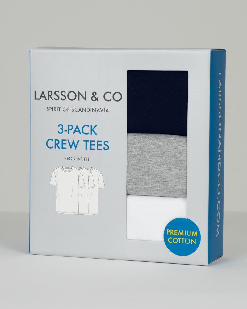 Navy, Grey &amp; White 3 Pack Short Sleeve T-Shirts