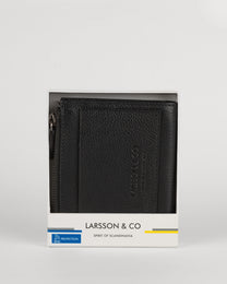 Embossed Bi-Fold Leather Wallet With Zip Pocket