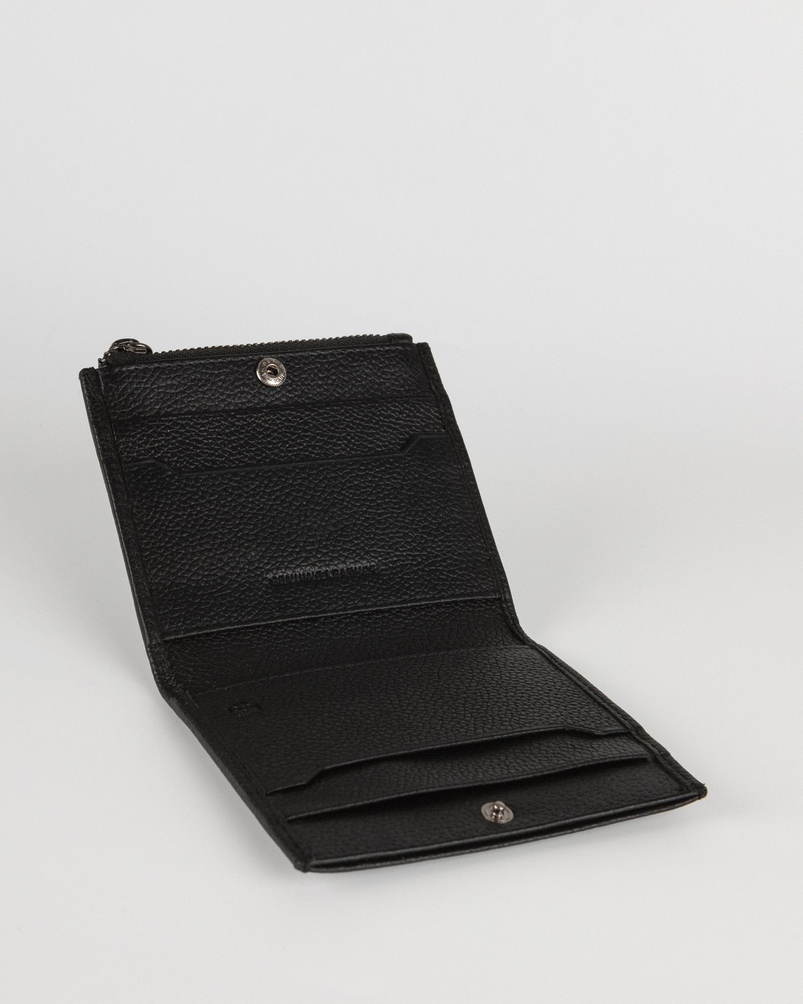 Embossed Bi-Fold Leather Wallet With Zip Pocket