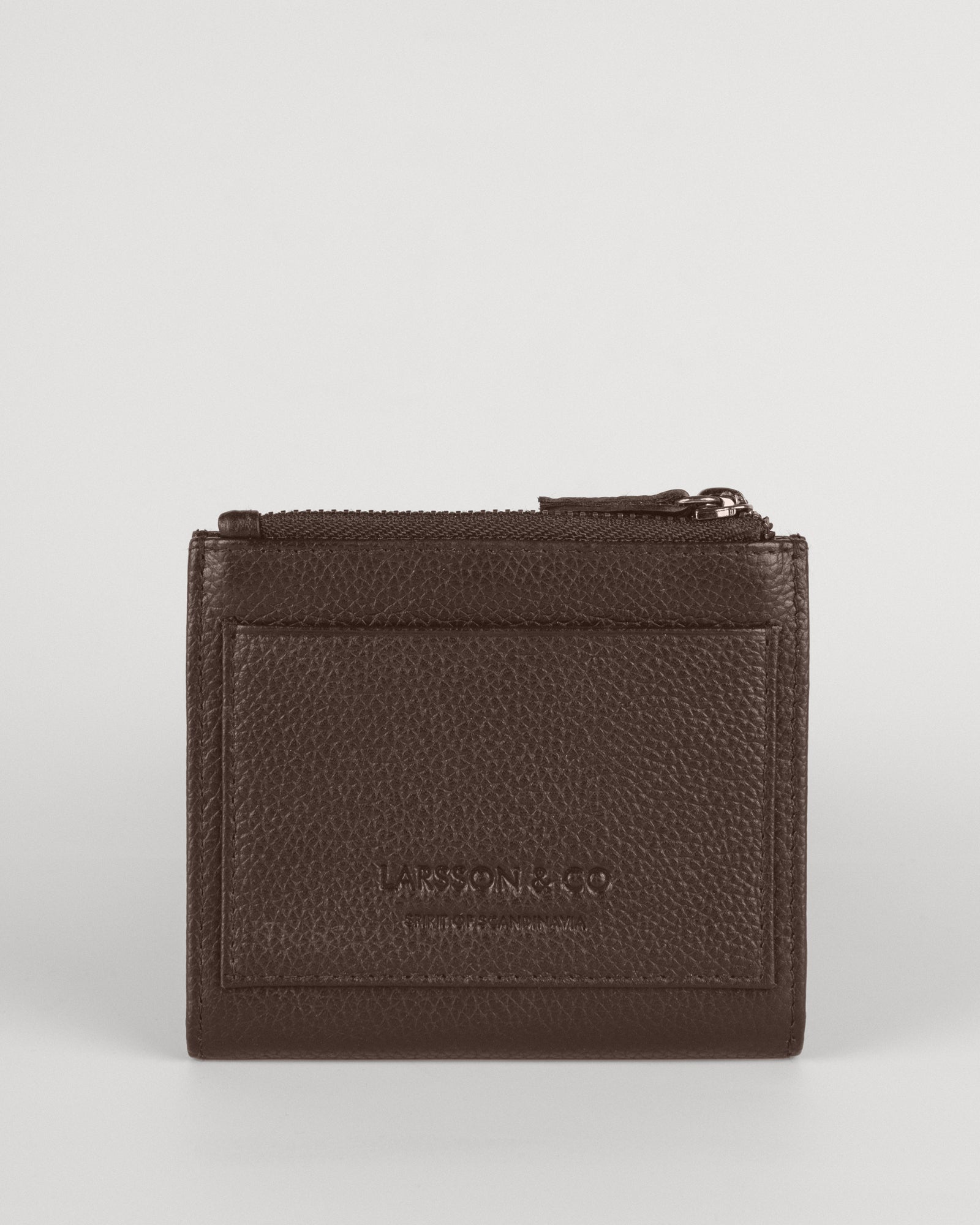 Embossed Bi-Fold Leather Wallet With Zip Pocket