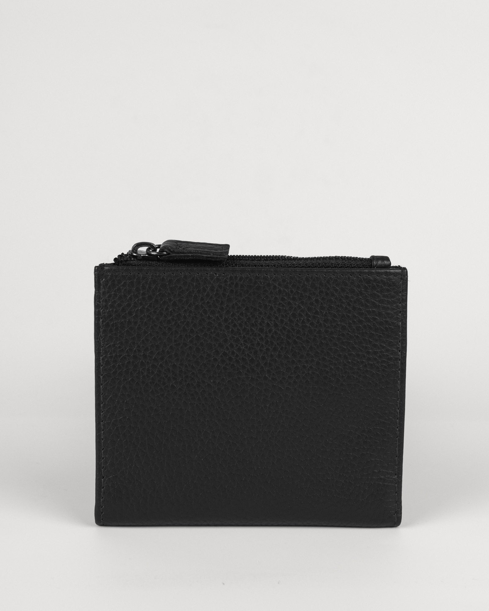 Embossed Bi-Fold Leather Wallet With Zip Pocket