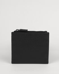 Embossed Bi-Fold Leather Wallet With Zip Pocket