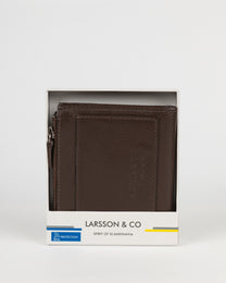 Embossed Bi-Fold Leather Wallet With Zip Pocket