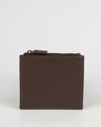 Embossed Bi-Fold Leather Wallet With Zip Pocket