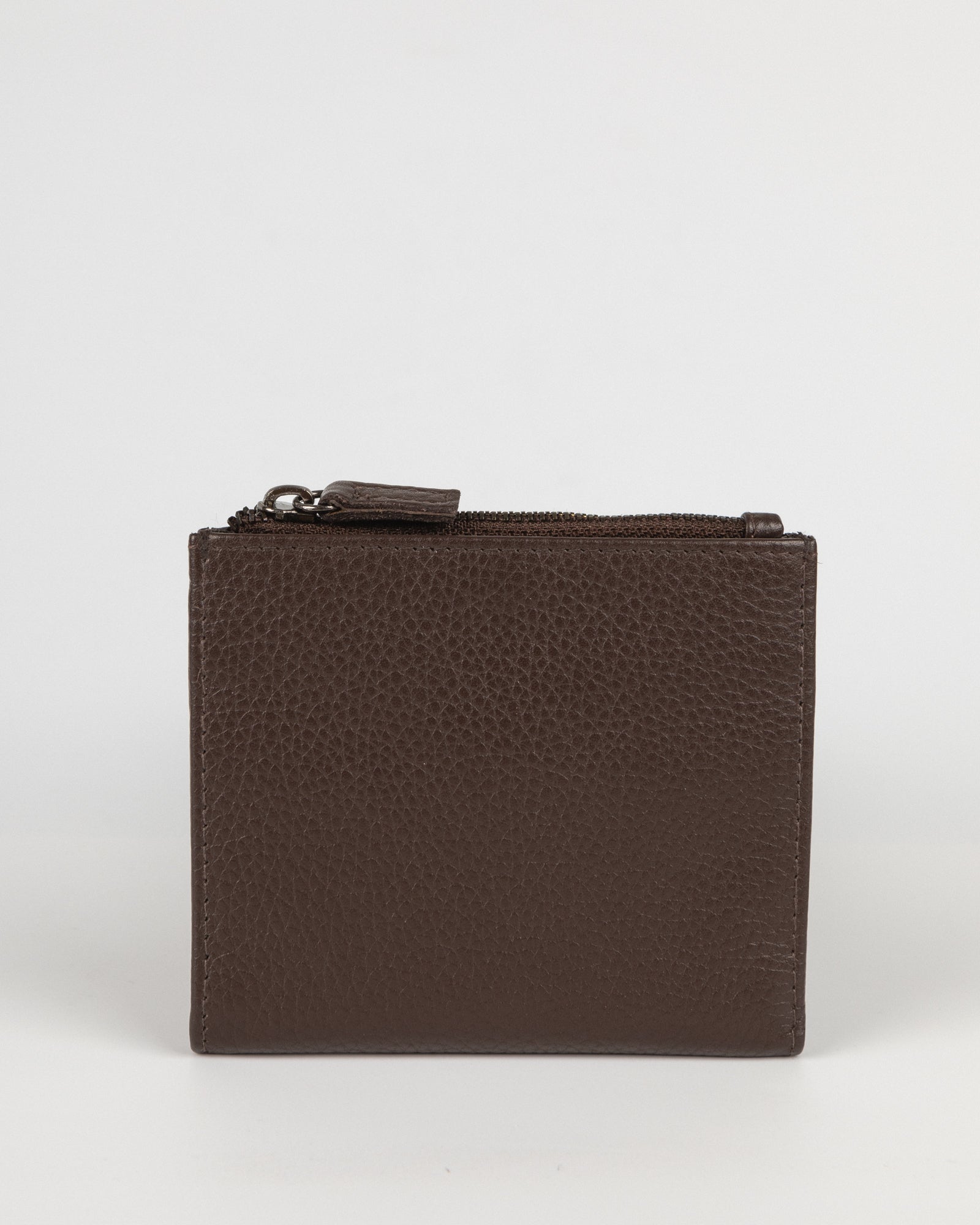 Embossed Bi-Fold Leather Wallet With Zip Pocket