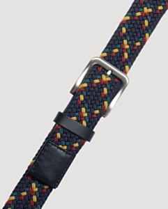 Multicolour Braided Navy Trim Stretch Belt