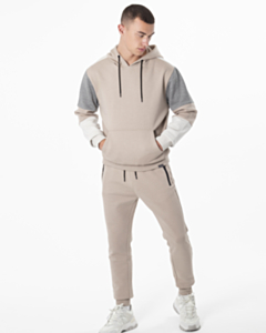 Stone Contrast Panelled Hoodie