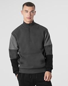 Slate Contrast Panelled ¼ Zip Sweatshirt