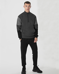 Slate Contrast Panelled ¼ Zip Sweatshirt