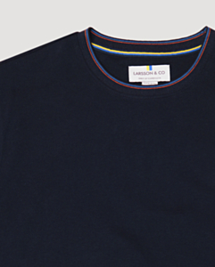 Navy Two-Colour Contrast Rib Detail T-Shirt